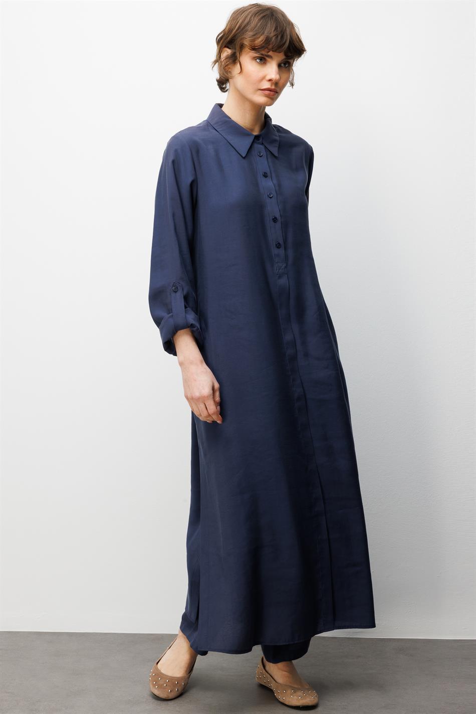 Soft Modal (elbise) Tunik ve Pantolon Kombin Takım-Laci