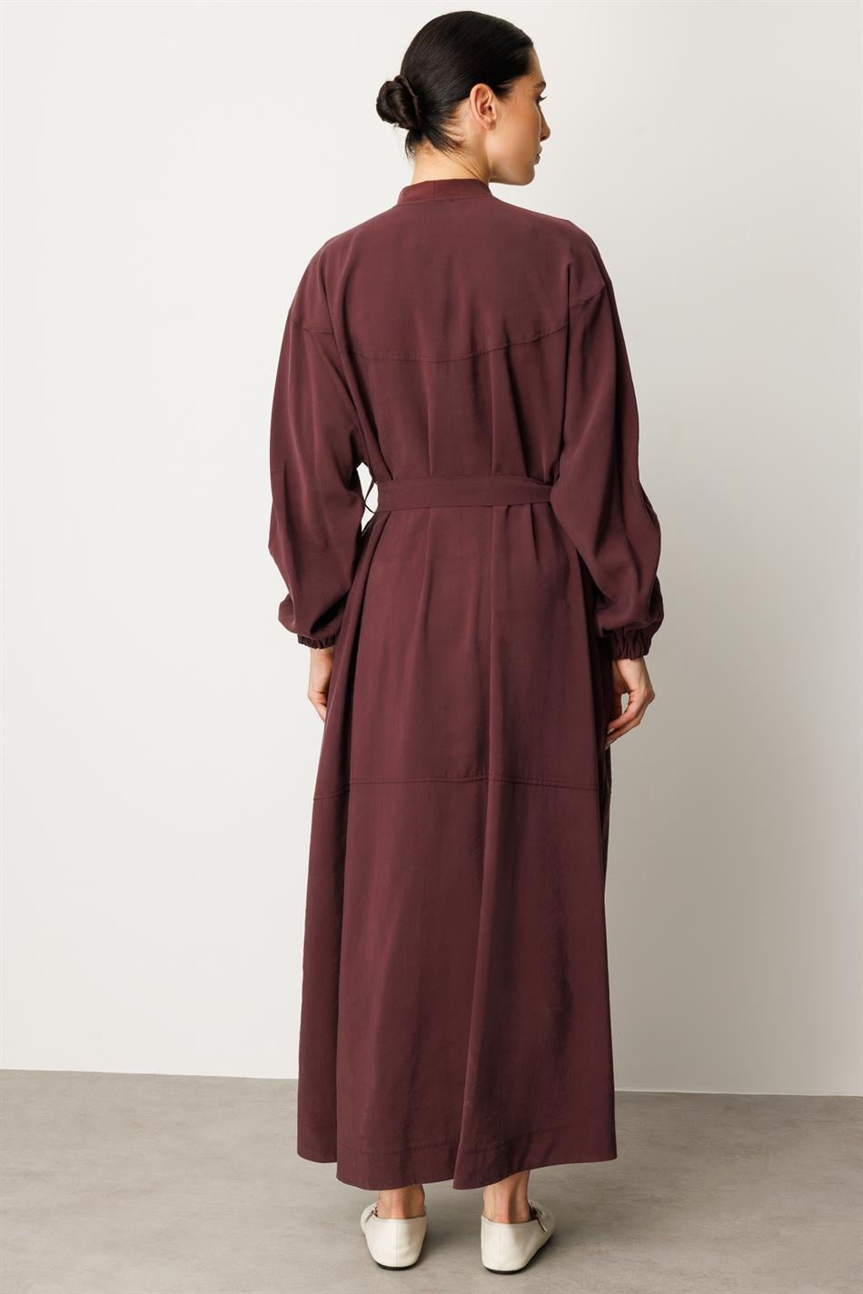 Soft Modal İçerikli Modal Garnili ve Taş İşlemeli Zamansız  Ferace Kap-Bordo