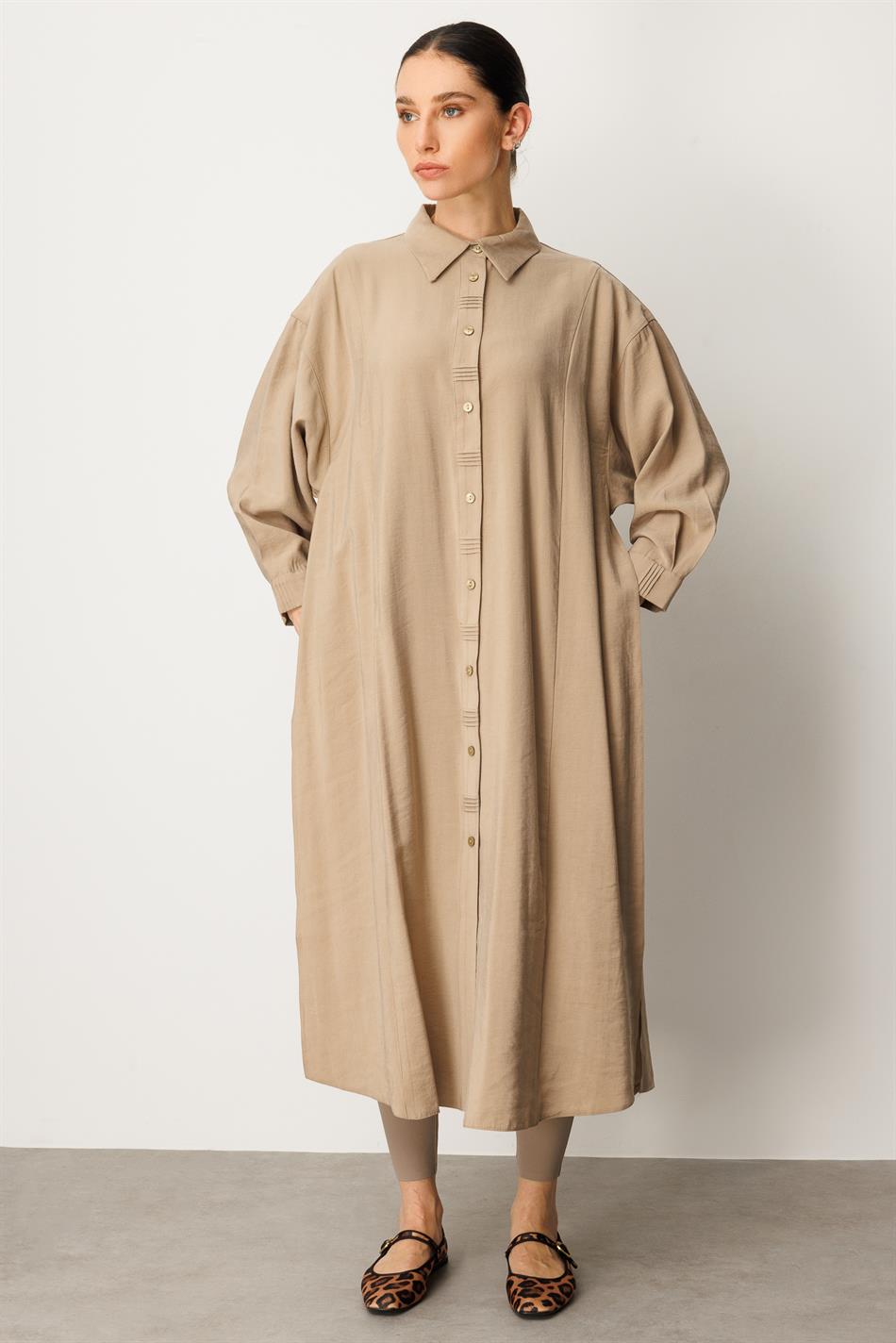 Soft Modal Dress with Slit and Front Bodice Detailed with Stone Embellishments