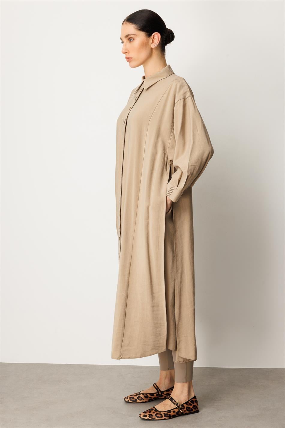 Soft Modal Dress with Slit and Front Bodice Detailed with Stone Embellishments