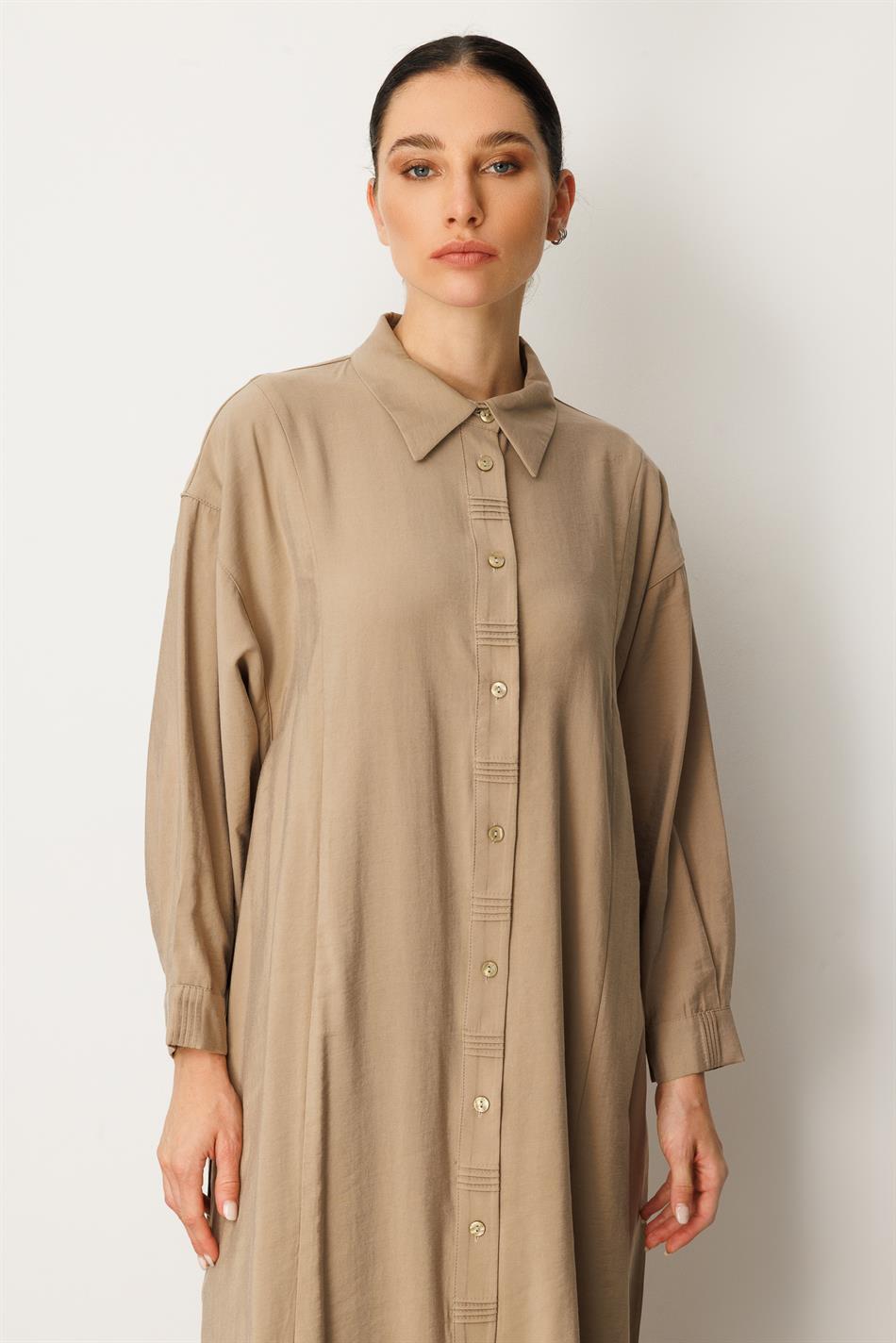 Soft Modal Dress with Slit and Front Bodice Detailed with Stone Embellishments