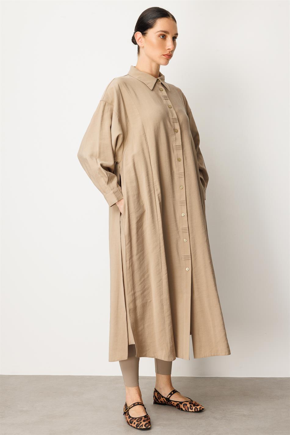 Soft Modal Dress with Slit and Front Bodice Detailed with Stone Embellishments