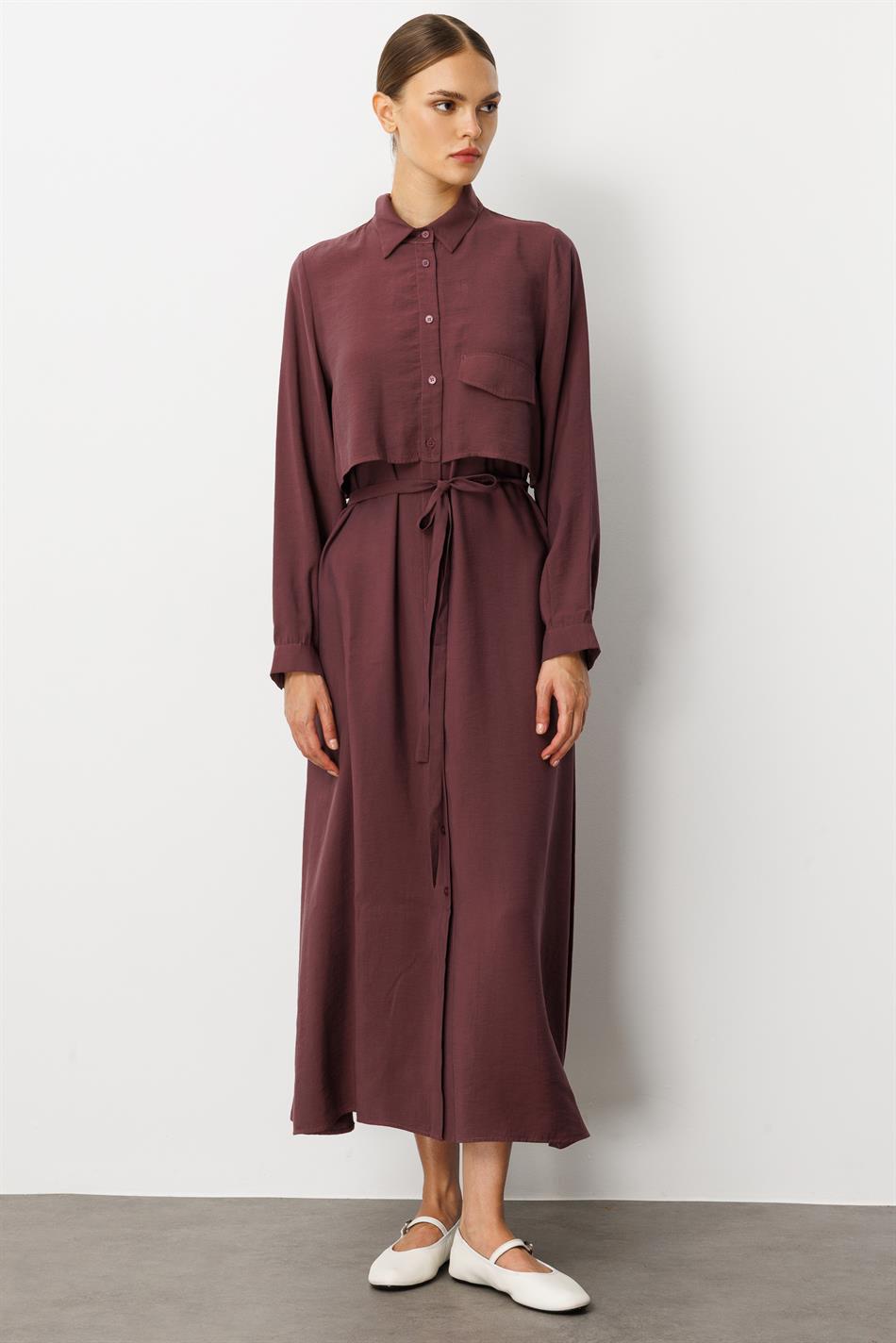 Weiches Modal (90 %), Details: Cape-Kleid, Abaya – Burgunderrot
