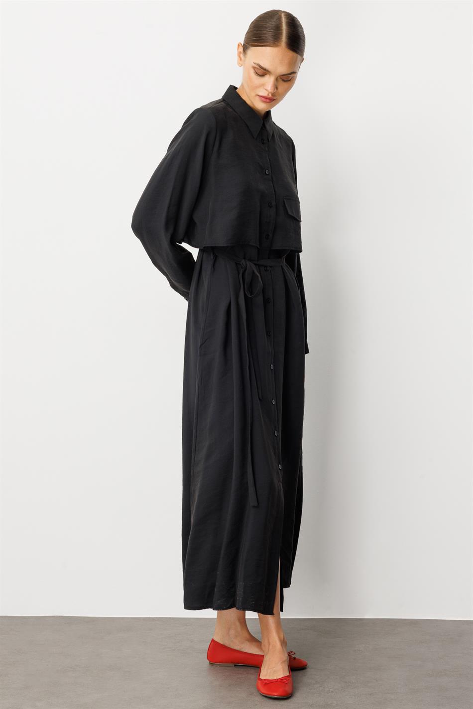 Zachte modal (90%) samenstelling, allergeneninformatie, capejurk, abaya - zwart