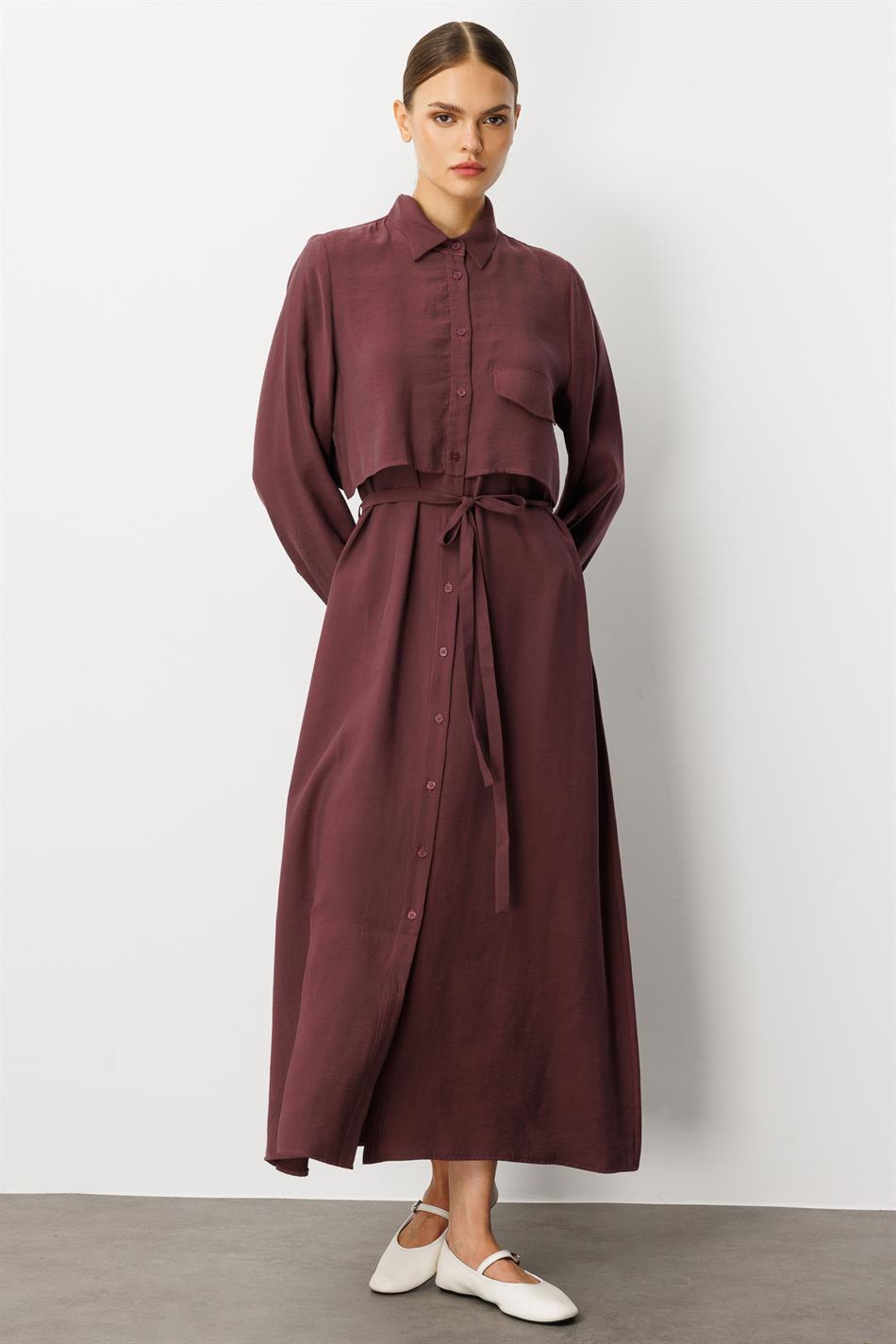 Weiches Modal (90 %), Details: Cape-Kleid, Abaya – Burgunderrot