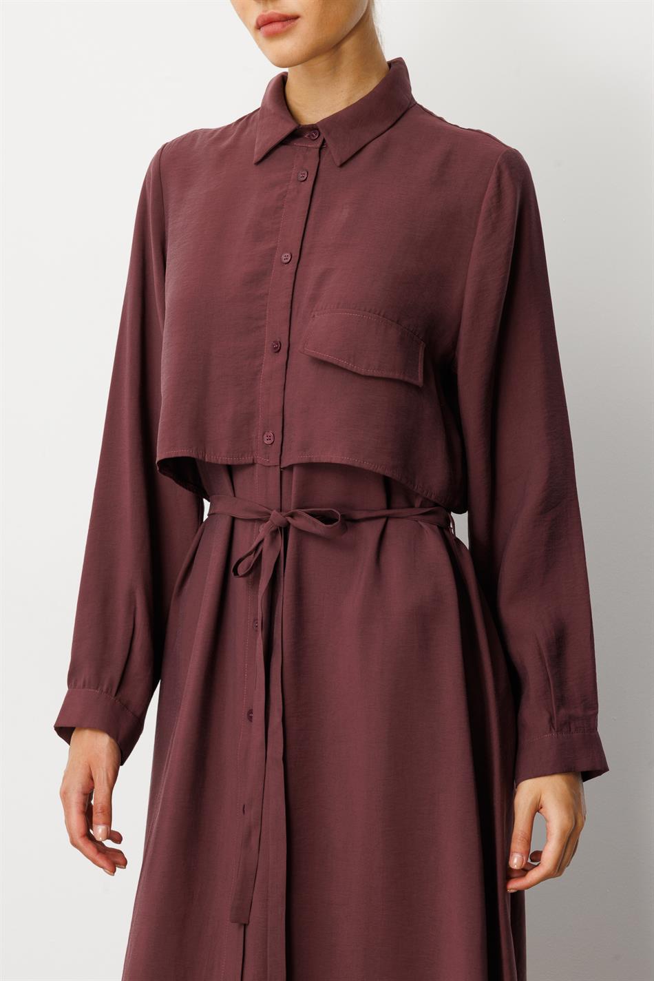 Weiches Modal (90 %), Details: Cape-Kleid, Abaya – Burgunderrot
