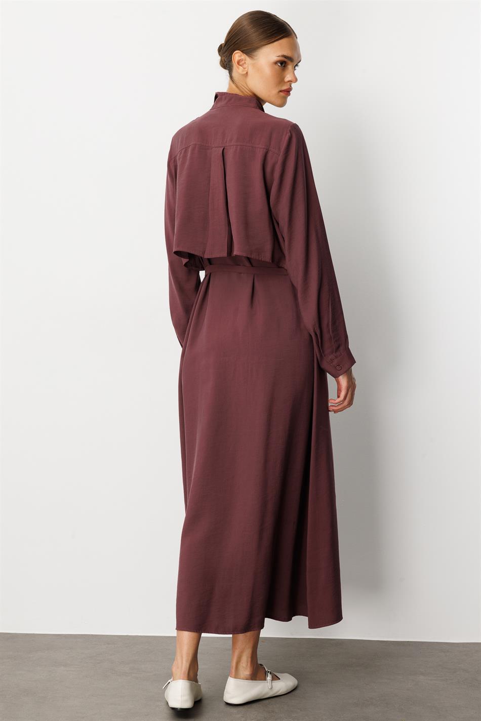 Weiches Modal (90 %), Details: Cape-Kleid, Abaya – Burgunderrot
