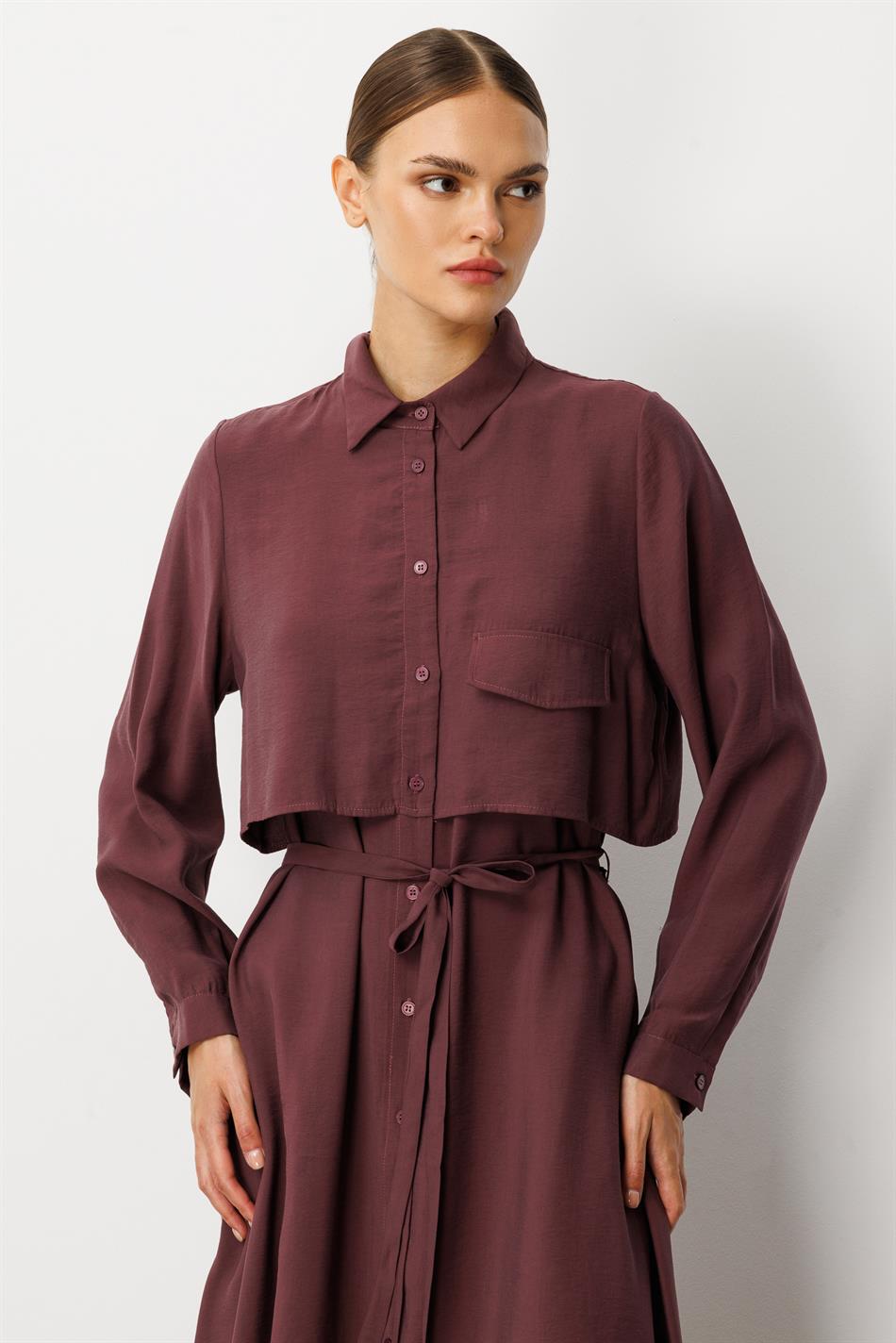 Weiches Modal (90 %), Details: Cape-Kleid, Abaya – Burgunderrot