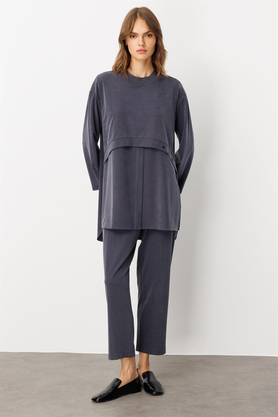 Soft Örme (miccell %55 doğal içerik) Elişi Detaylı  Pantalon Kombin Takım-Laci