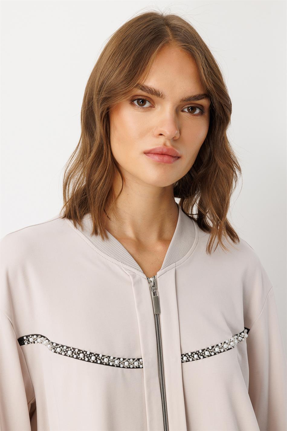 Soft Örme (miccell %55 doğal içerik) Elişi Detaylı  Pantalon Kombin Takım-Taş