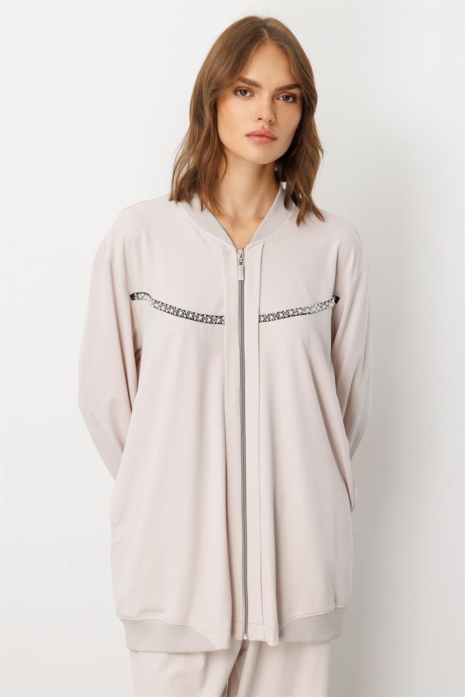 Soft Örme (miccell %55 doğal içerik) Elişi Detaylı  Pantalon Kombin Takım-Taş