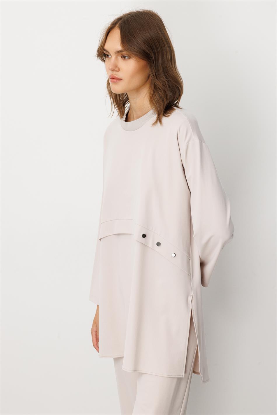 Soft Örme (miccell %55 doğal içerik) Elişi Detaylı  Pantalon Kombin Takım-Taş