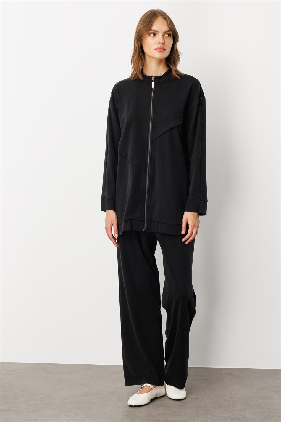 Aller Garni Hosen- und Unterhosen-Set aus weichem Strick (55 % natürliches Miccell) – Schwarz