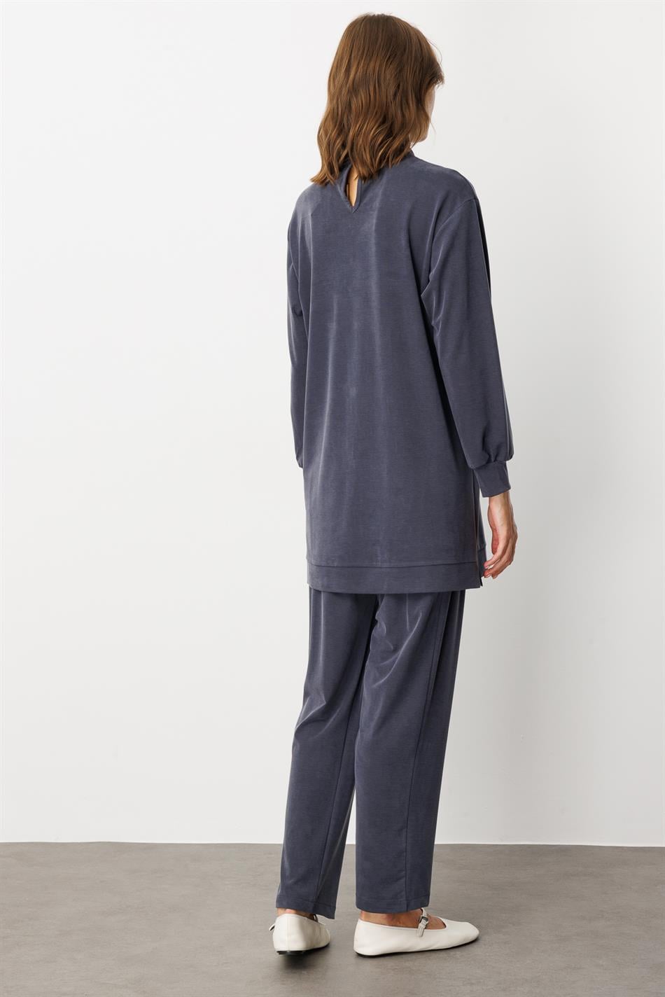 Soft Örme (miccell %55 doğal) İçerikli Ribana Garni Pantalon Kombin Takım-Laci