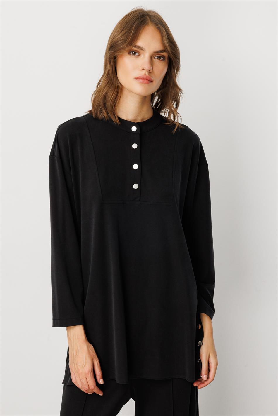 Eenvoudige en bijzondere broekcombinatieset van zacht breisel (55% natuurlijke microcellen) - Zwart