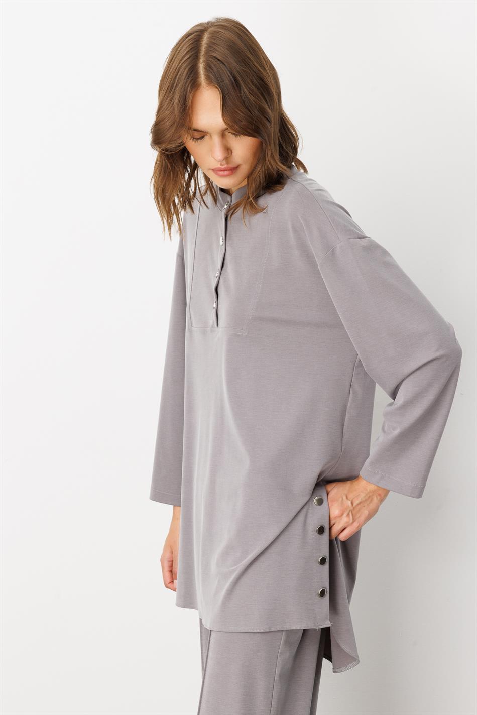 Eenvoudige en bijzondere broekcombinatieset van zacht gebreid materiaal (55% natuurlijke micellair) - Grijs