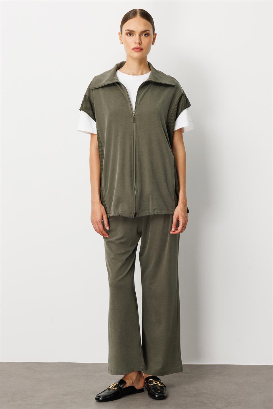 Yumşaq Örgü (55% təbii mikroelement) Jilet (Tunika) və Şalvar Dəsti - Xaki