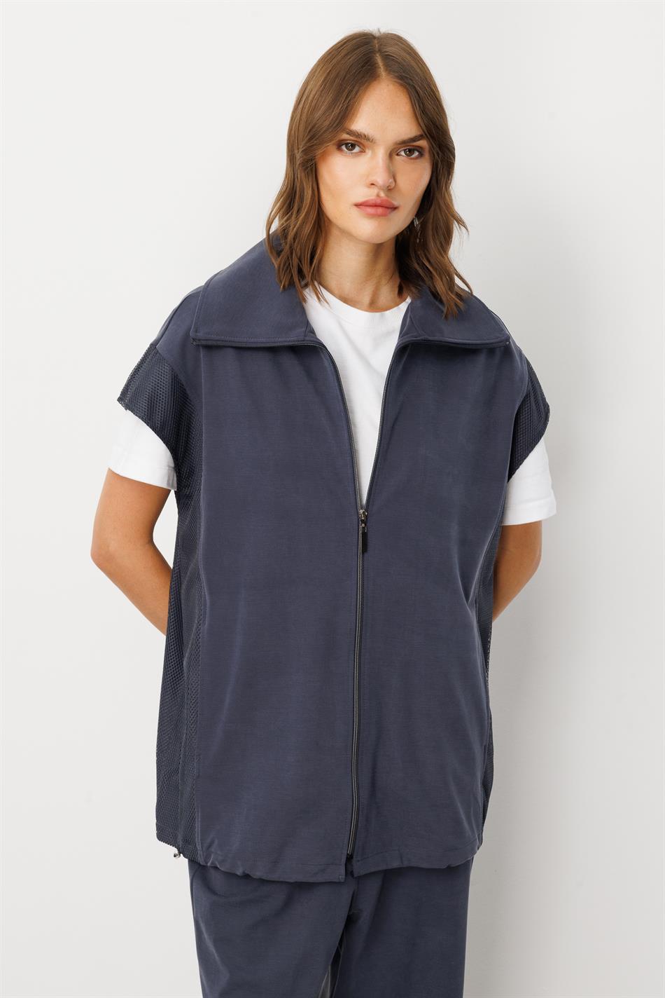 Soft Knit (miccell 55% natural) Vest (tunic) and Pants Set - Navy