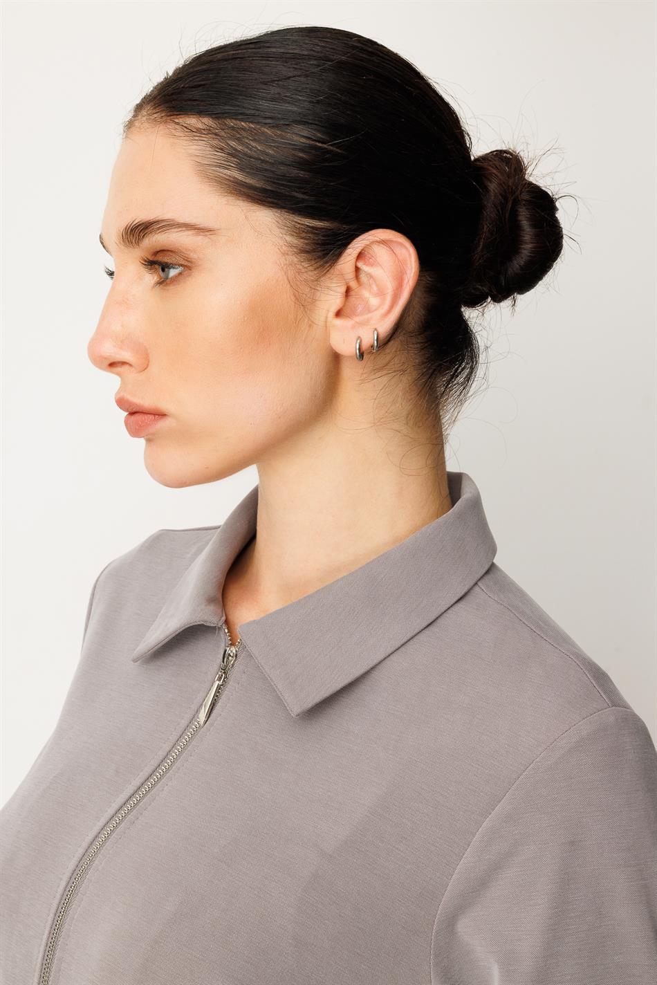 Zachte gebreide modal rok en jasje set - Grijs