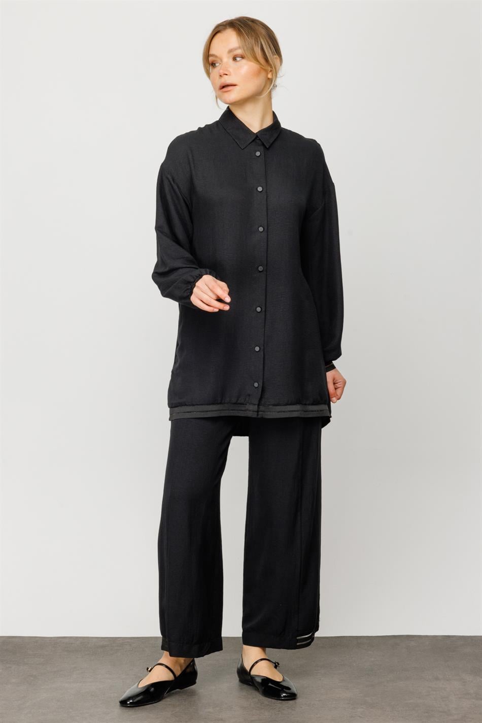 SOL Qabırğalı Kostyum - Qara