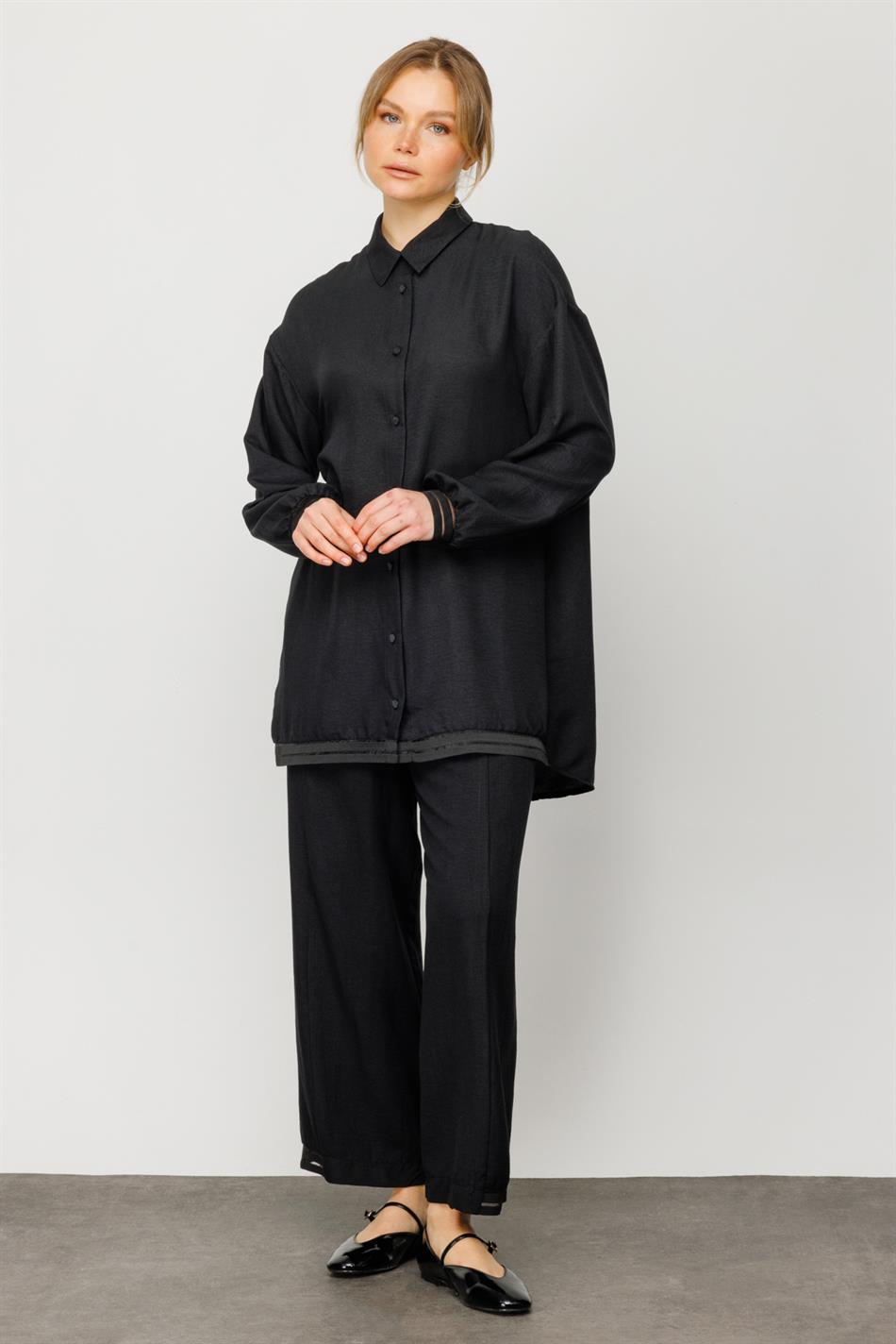 SOL Qabırğalı Kostyum - Qara