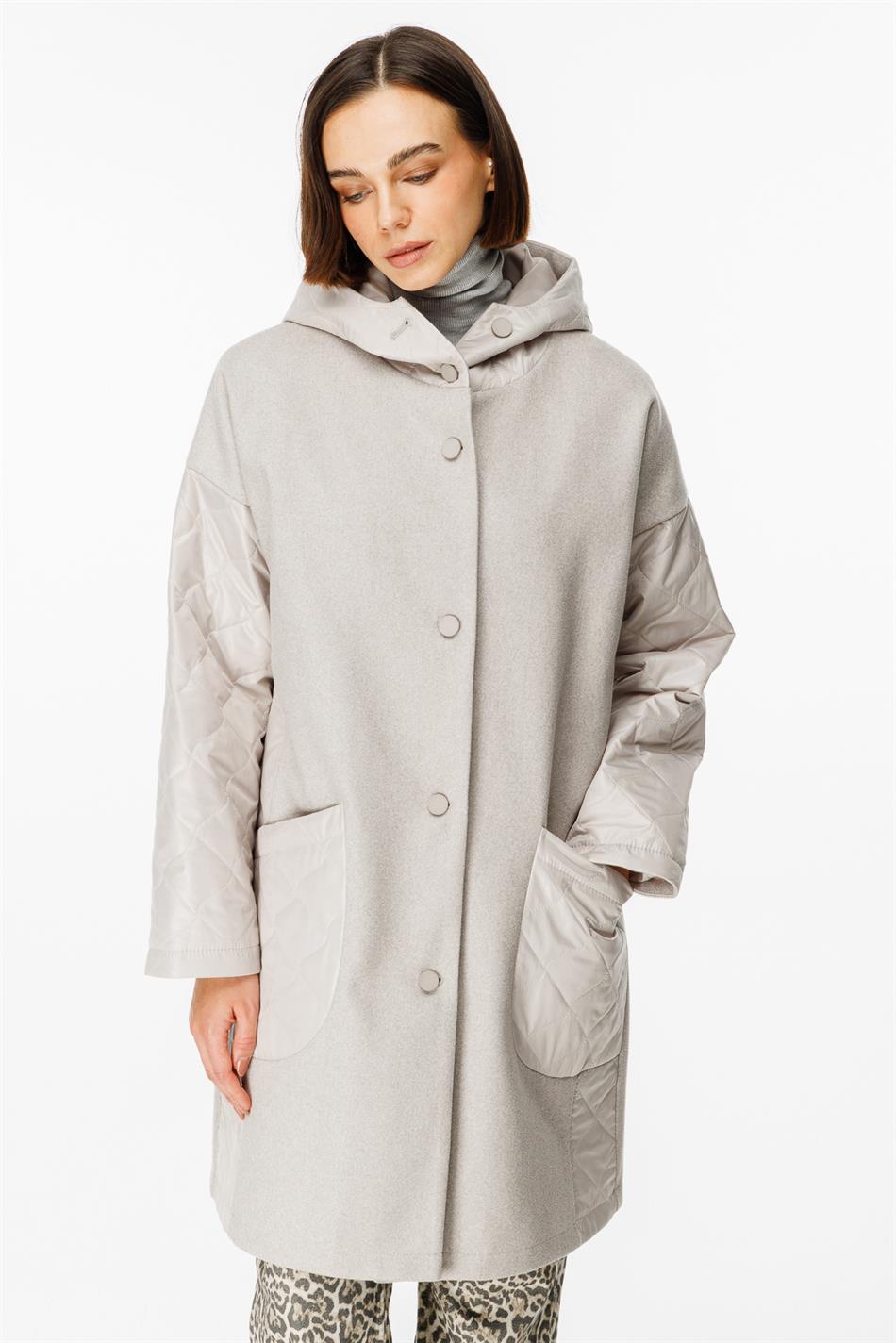 Sporty Cashmere and Quilted Matching Special Coat - Silver