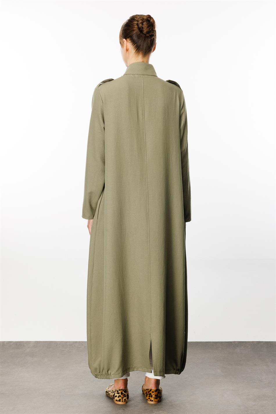 Spoza Seidenknopf-Accessoire für vielseitiges Cape-Kleid/Abaya - Khaki