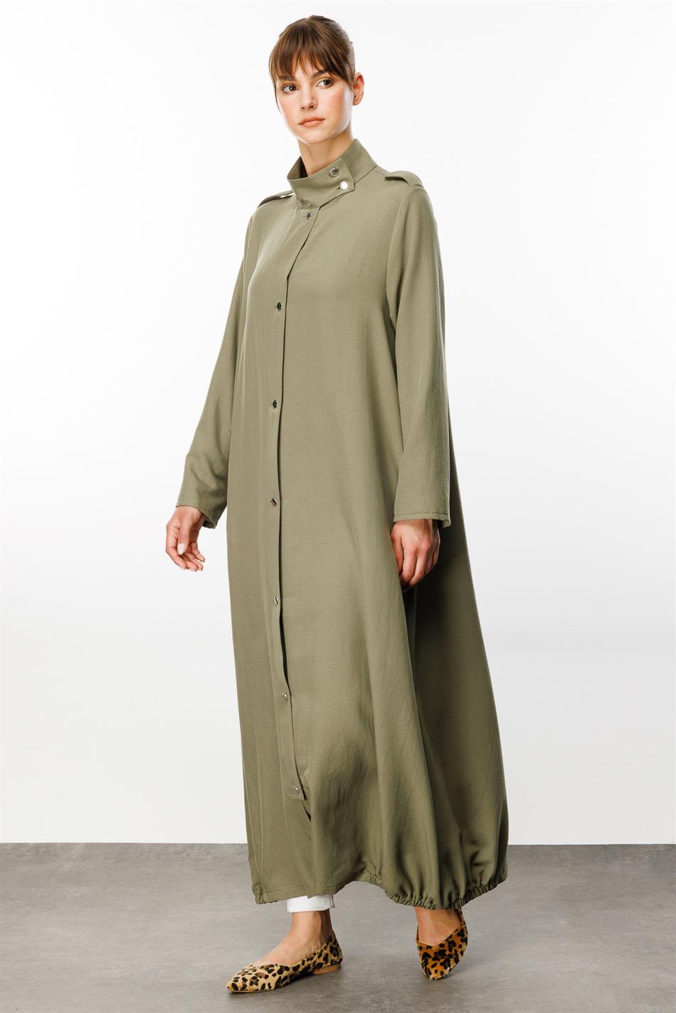 Spoza Seidenknopf-Accessoire für vielseitiges Cape-Kleid/Abaya - Khaki