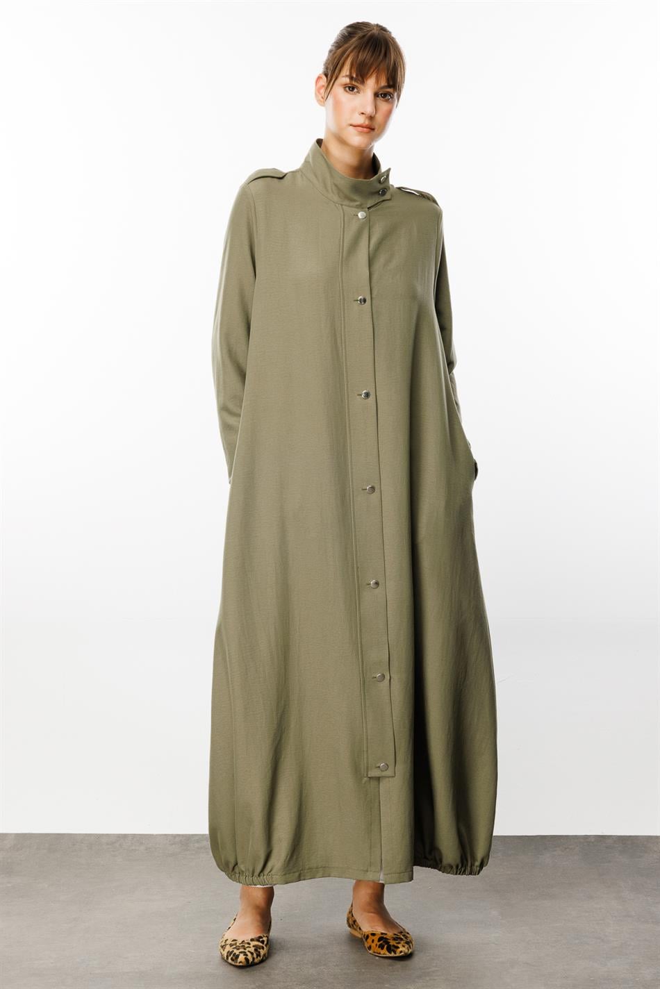 Spoza Seidenknopf-Accessoire für vielseitiges Cape-Kleid/Abaya - Khaki