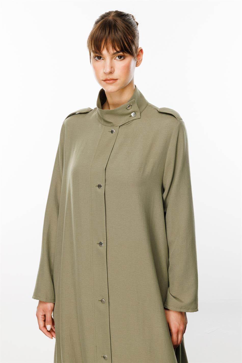 Spoza Seidenknopf-Accessoire für vielseitiges Cape-Kleid/Abaya - Khaki