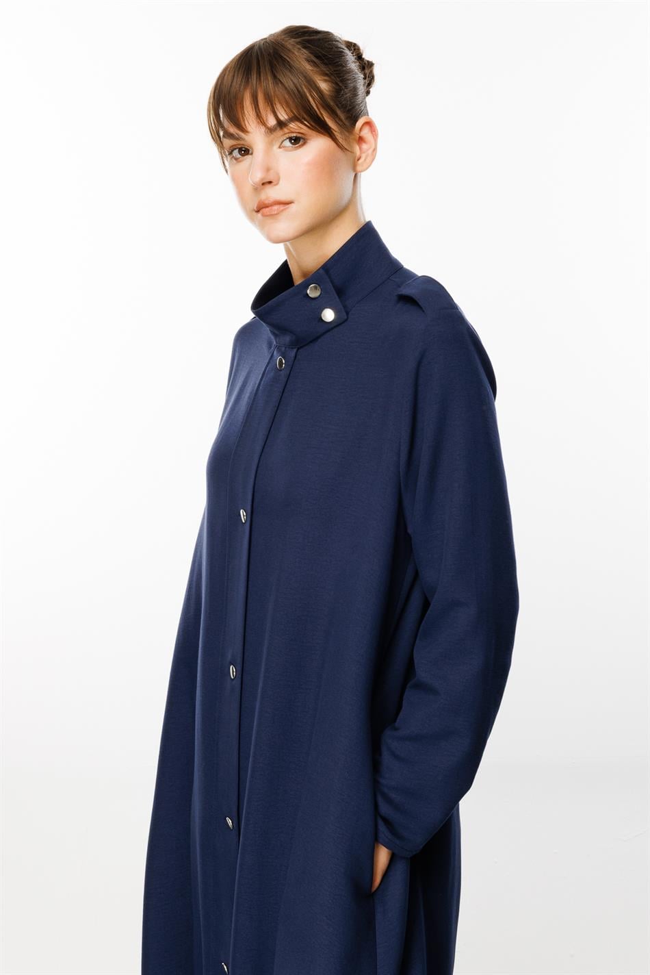 Spoza Seidenknopf-Accessoire für vielseitige Cape-Kleider/Abayas – Marineblau