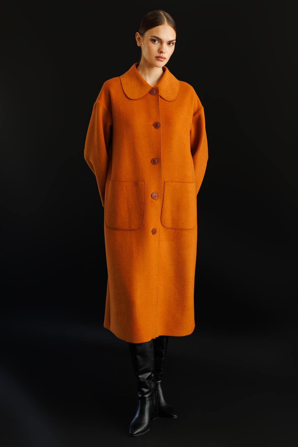 Sweety Yün İçerikli Astarsız Kaban Yada Kap Olarak Kullanım Sunan Trench Kaban-Tarçın