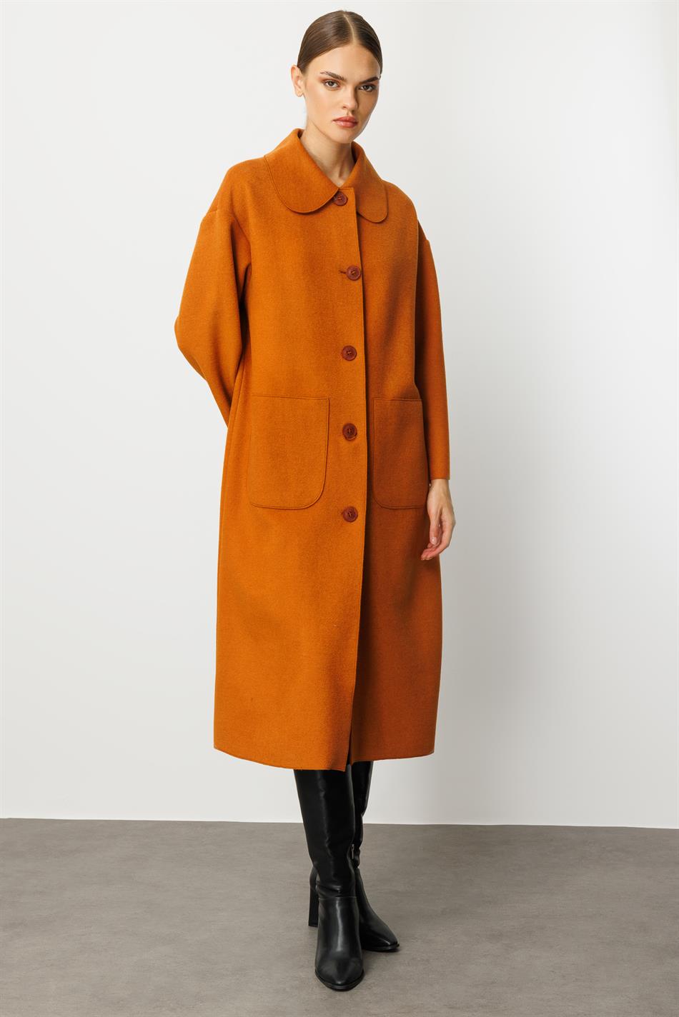 Sweety Yün İçerikli Astarsız Kaban Yada Kap Olarak Kullanım Sunan Trench Kaban-Tarçın