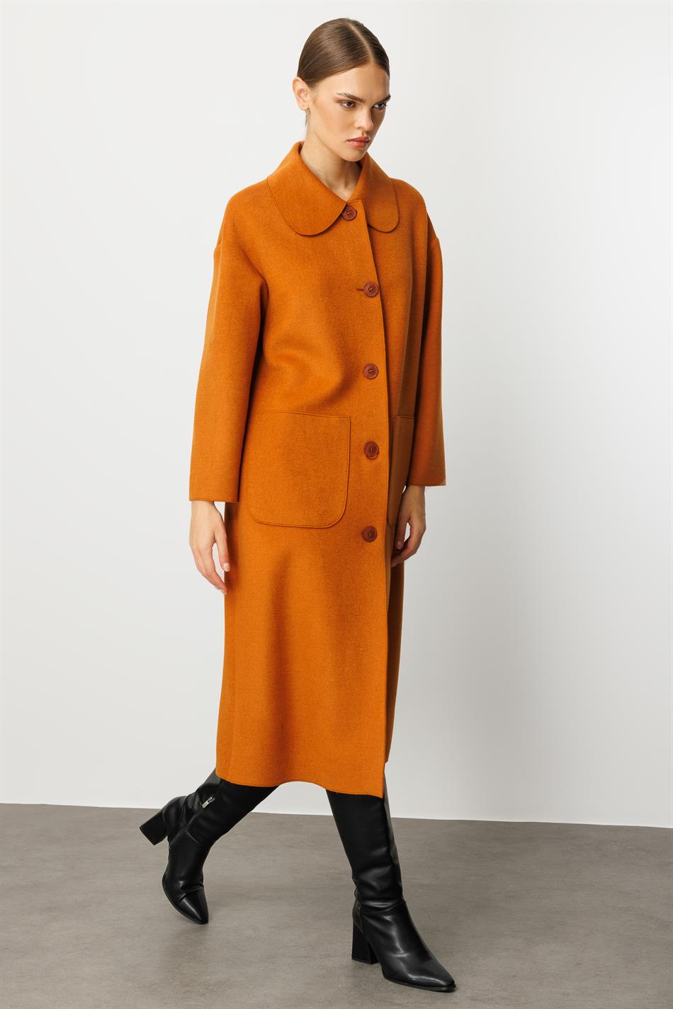 Sweety Yün İçerikli Astarsız Kaban Yada Kap Olarak Kullanım Sunan Trench Kaban-Tarçın