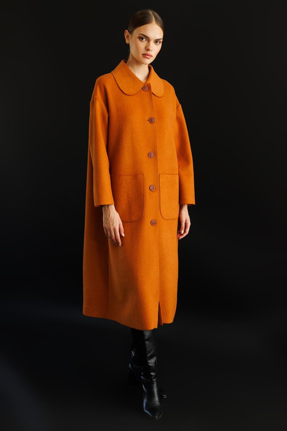 Sweety Yün İçerikli Astarsız Kaban Yada Kap Olarak Kullanım Sunan Trench Kaban-Tarçın