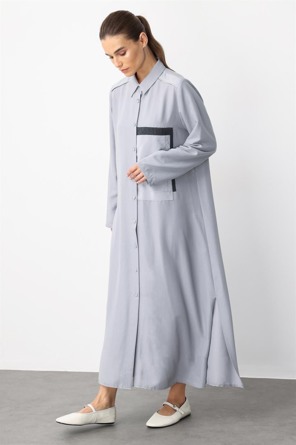 Sportjas/tuniek met tapzijden textuur - Grijs