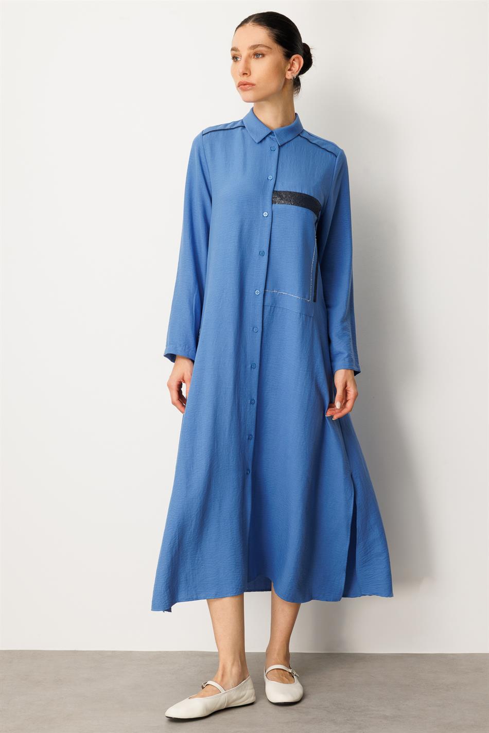 Sportjas/tuniek met tapzijden textuur - Blauw