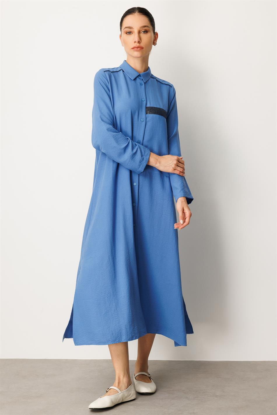 Sportjas/tuniek met tapzijden textuur - Blauw