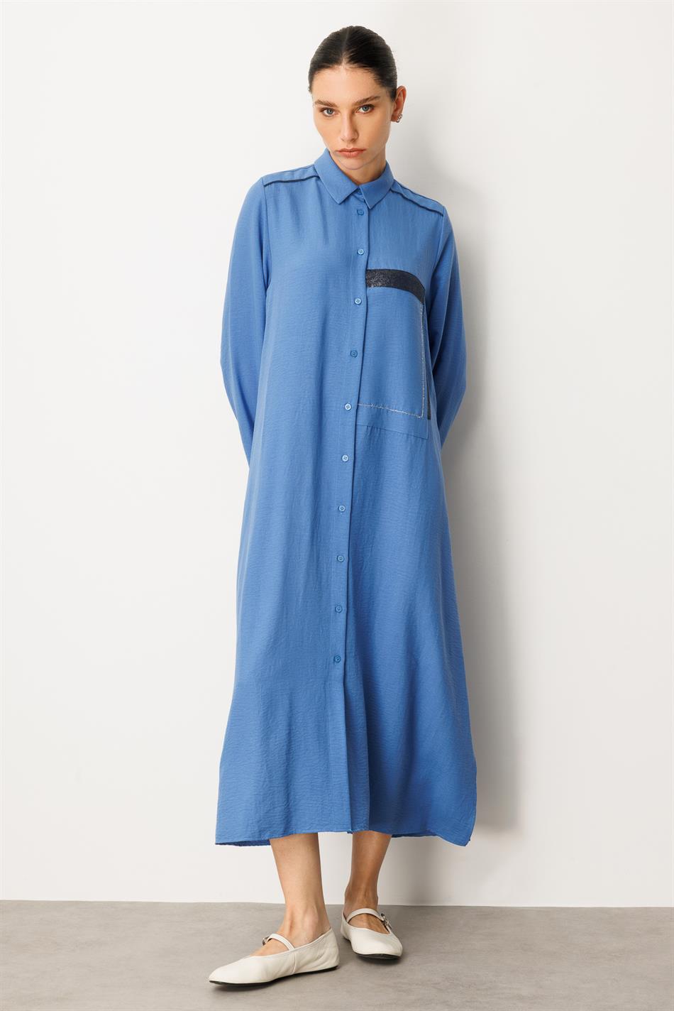 Sportjas/tuniek met tapzijden textuur - Blauw