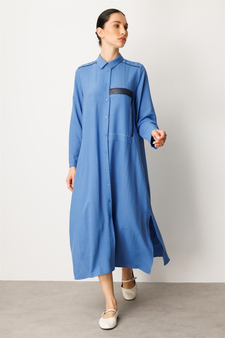 Sportjas/tuniek met tapzijden textuur - Blauw