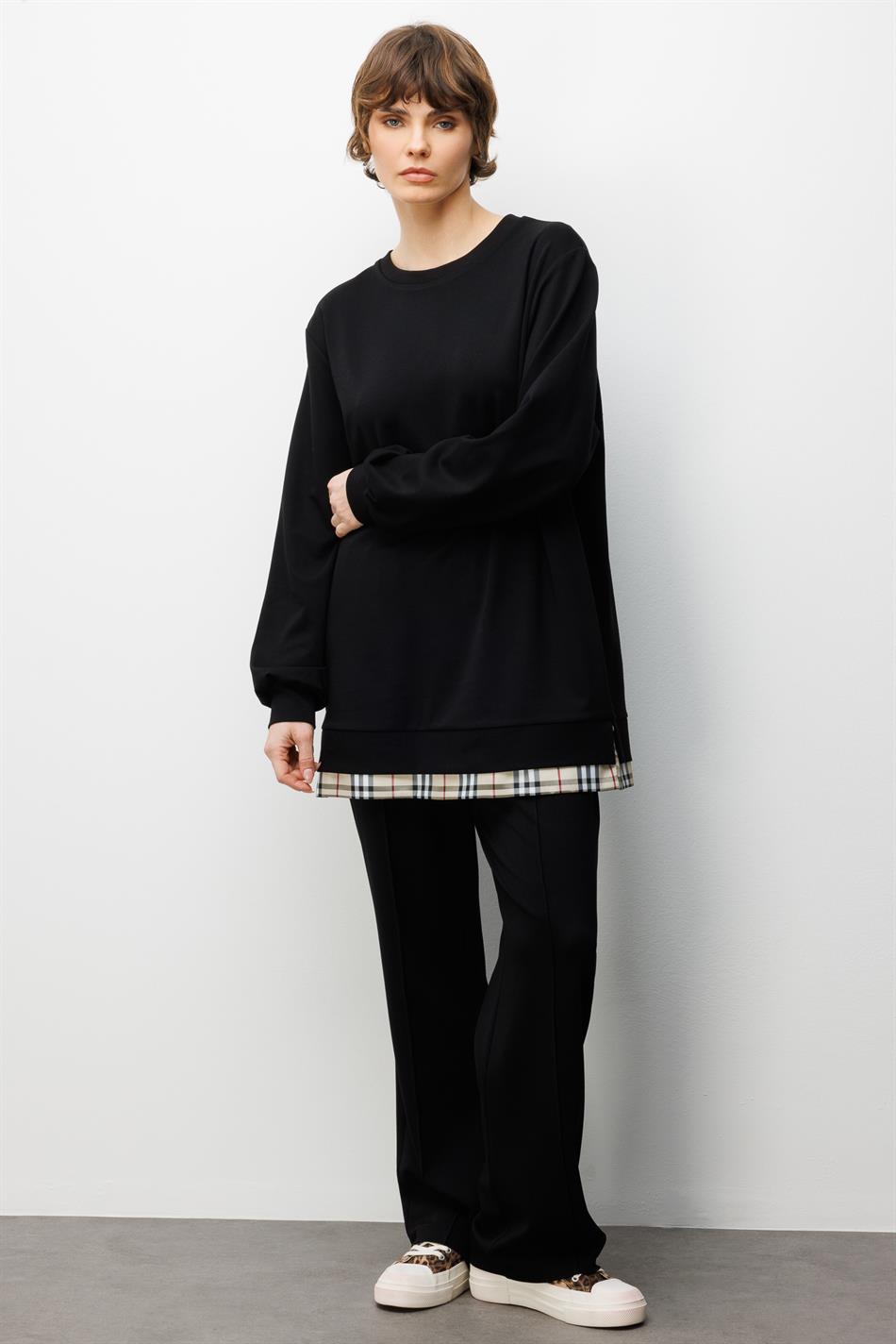 Uniq Garni Gebreide Broek Set met Details - Zwart