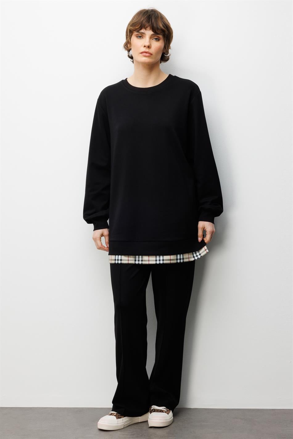 Uniq Garni Gebreide Broek Set met Details - Zwart