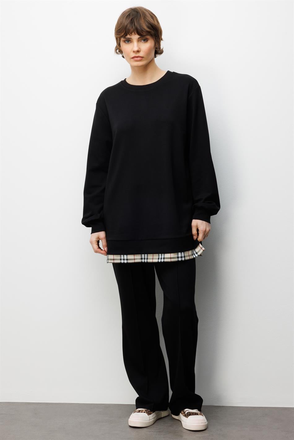 Uniq Garni Gebreide Broek Set met Details - Zwart