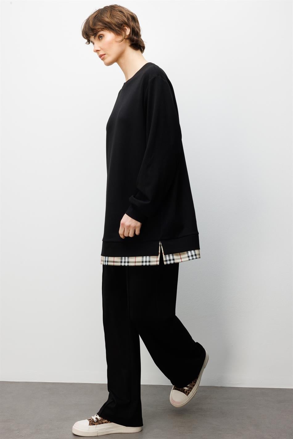 Uniq Garni Gebreide Broek Set met Details - Zwart