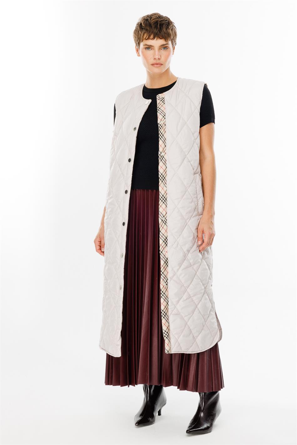 Bütün Dövrlər üçün Unikal 24 Detallı Sırtlı Uzun İdman Jileti - Boz