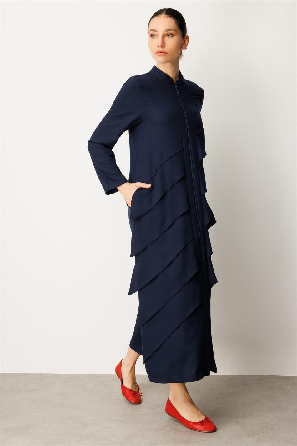 Volan İpekçe Kap Ferace-Navy