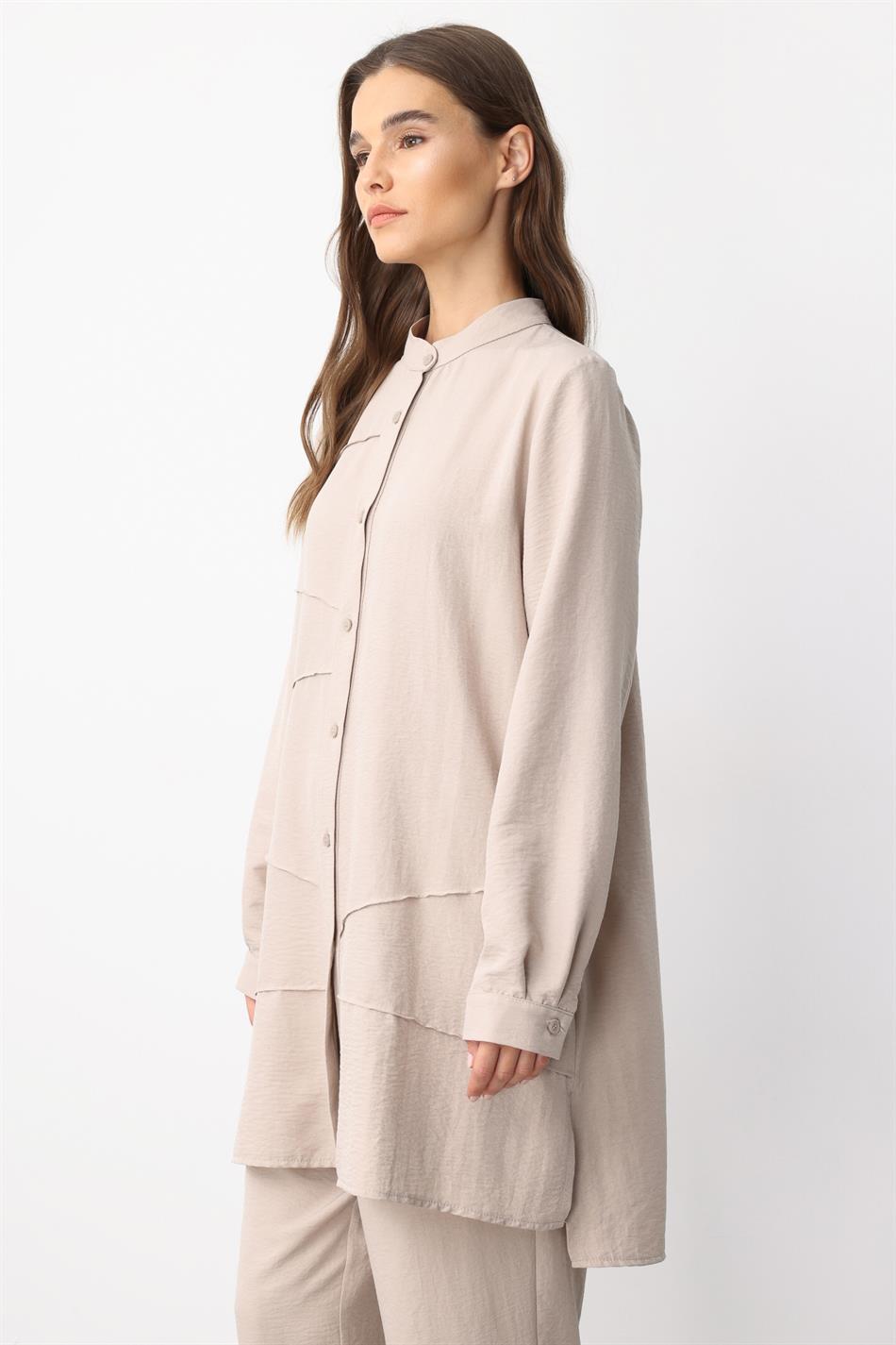 VYS Top en broek met ribbeldetails en zijdeachtige textuur - R-TAŞ
