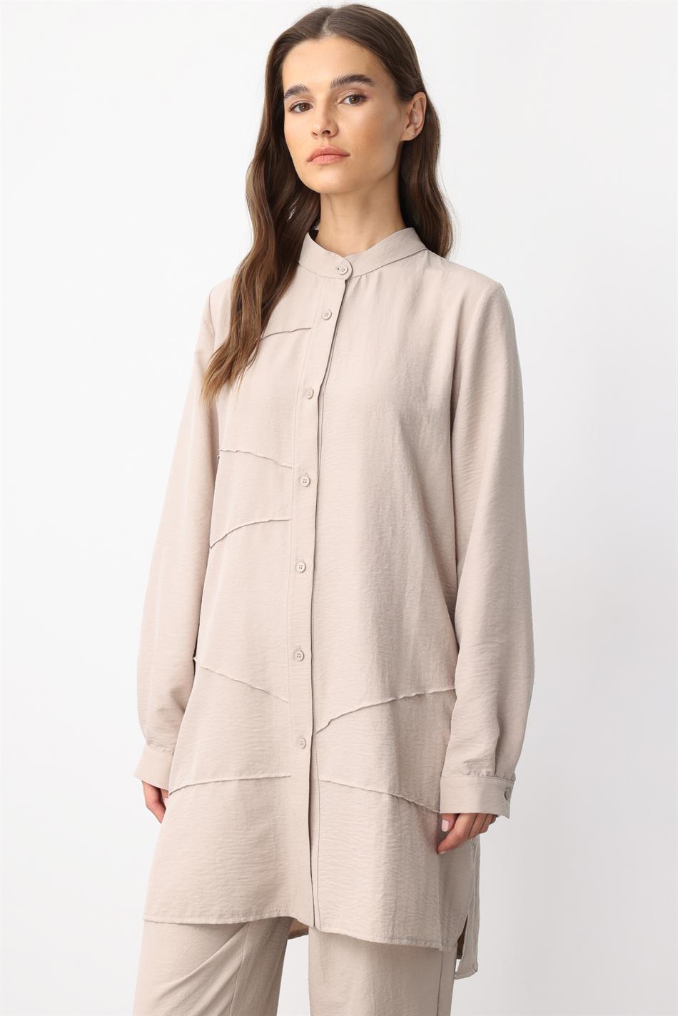 VYS Top en broek met ribbeldetails en zijdeachtige textuur - R-TAŞ