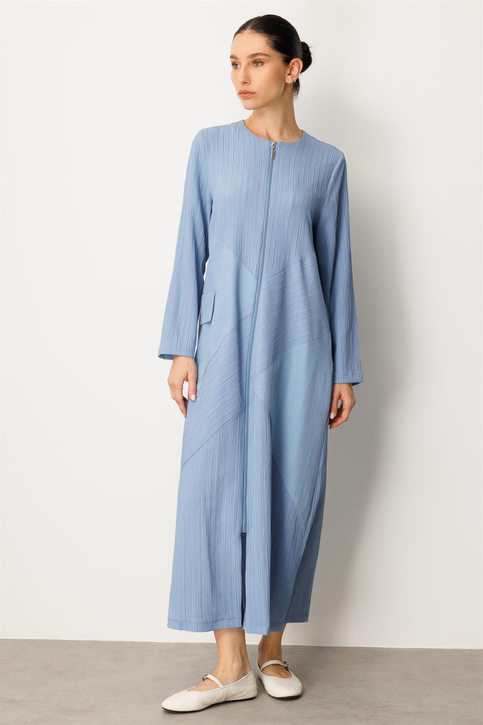 X Design Maßgeschneiderte, gewebte, zeitlose Abaya in voller Länge - Indigo