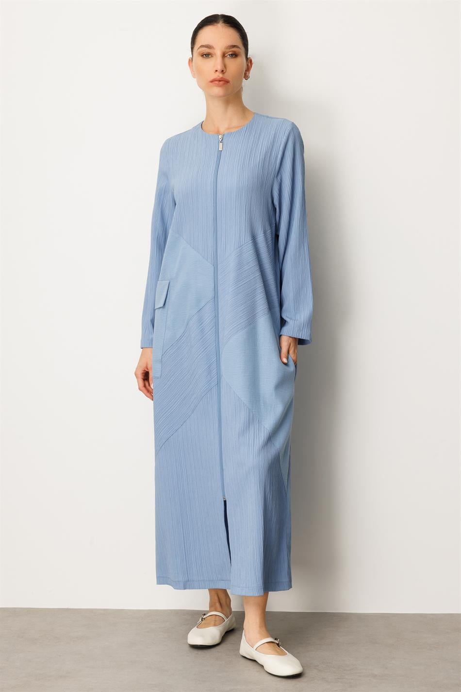 X Design Maßgeschneiderte, gewebte, zeitlose Abaya in voller Länge - Indigo
